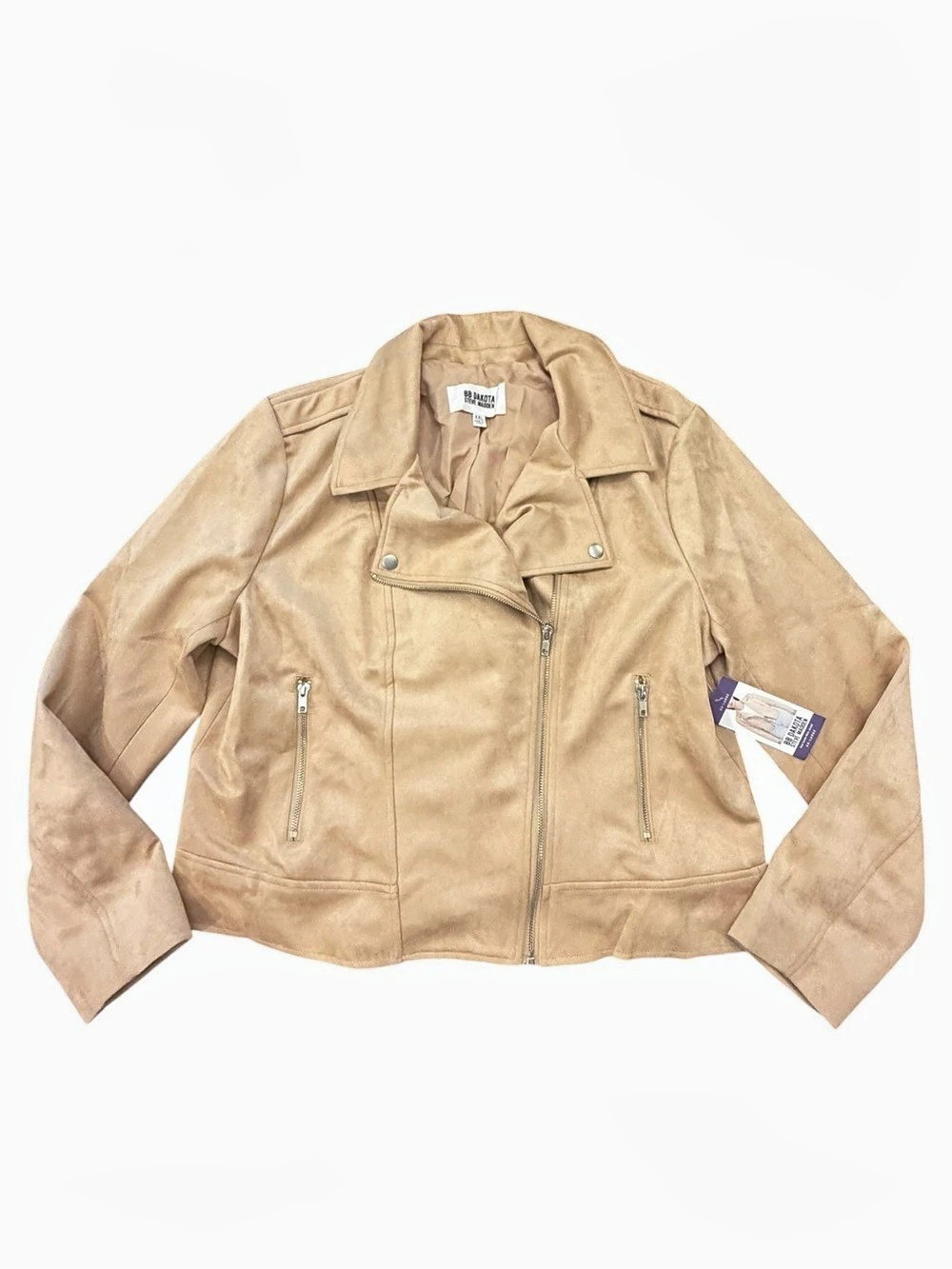 NEW Women’s BB DAKOTA BY STEVE MADDEN Faux Suede Moto Jacket XX Large $99 Beige